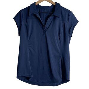 Athleta Navy Short Sleeve Polo Top